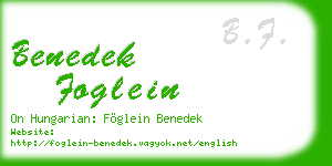 benedek foglein business card